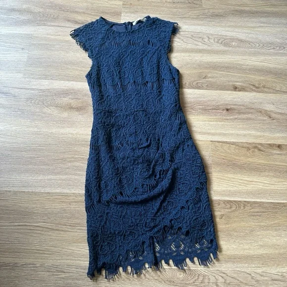 knee length dresses for ladies HELLO MOLLY Sea And Sky Lace Mini Dress Blue